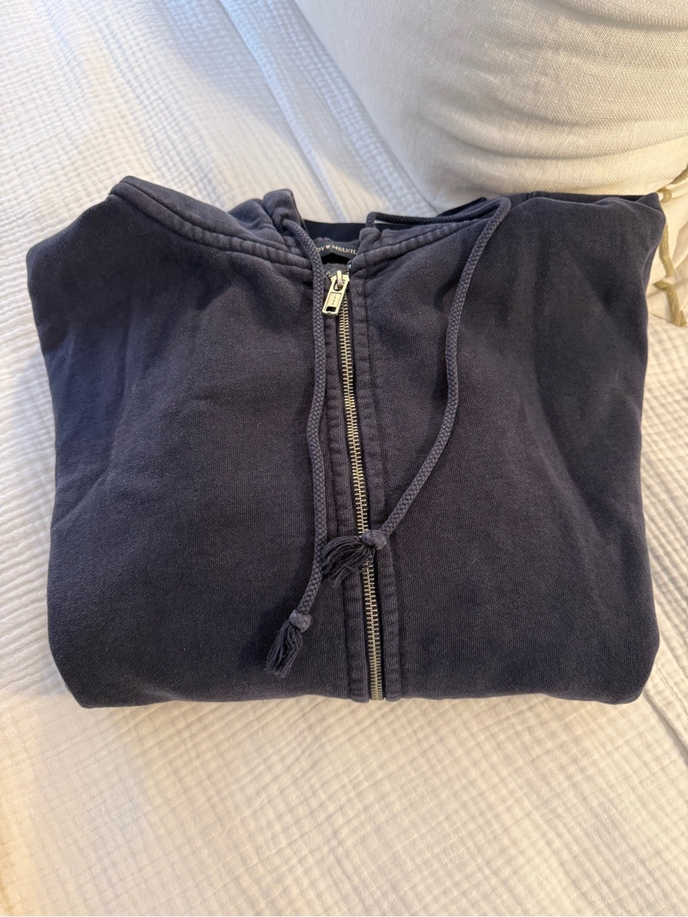 Brandy Melville Navy Zip-Up Hoodie Sweater